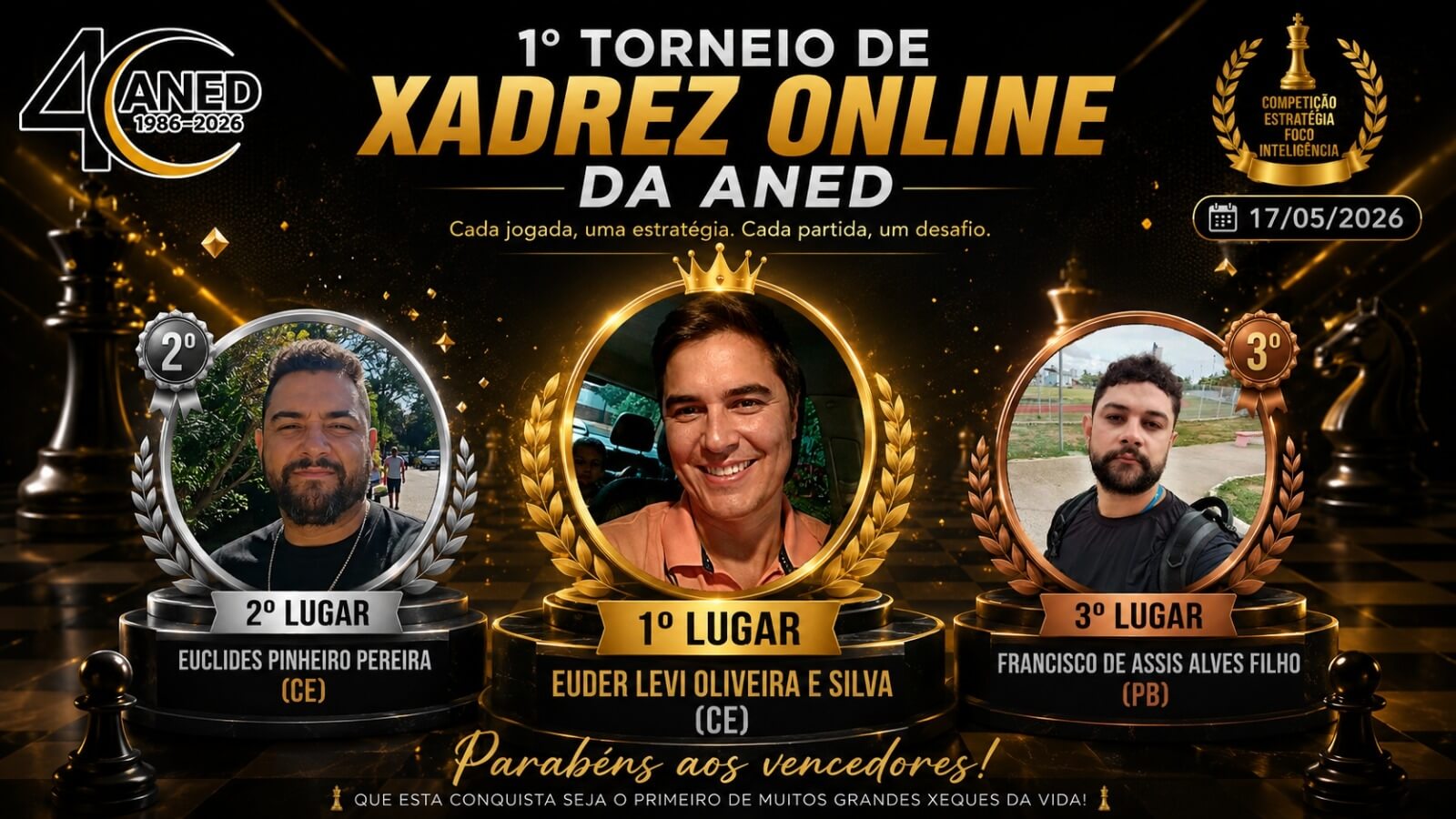 ANED realiza primeiro torneio de xadrez on-line